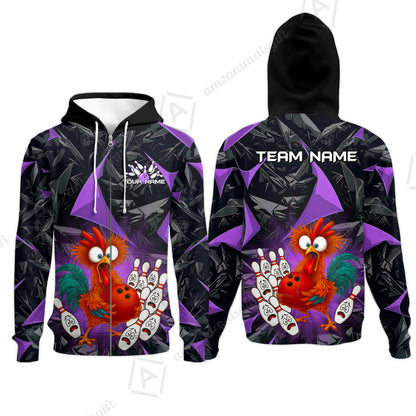 Custom Bowling Jersey Polo Shirt, Crazy Chicken Bowling Custom Bowling Jersey Team Shirt For Players With Name & Team Name