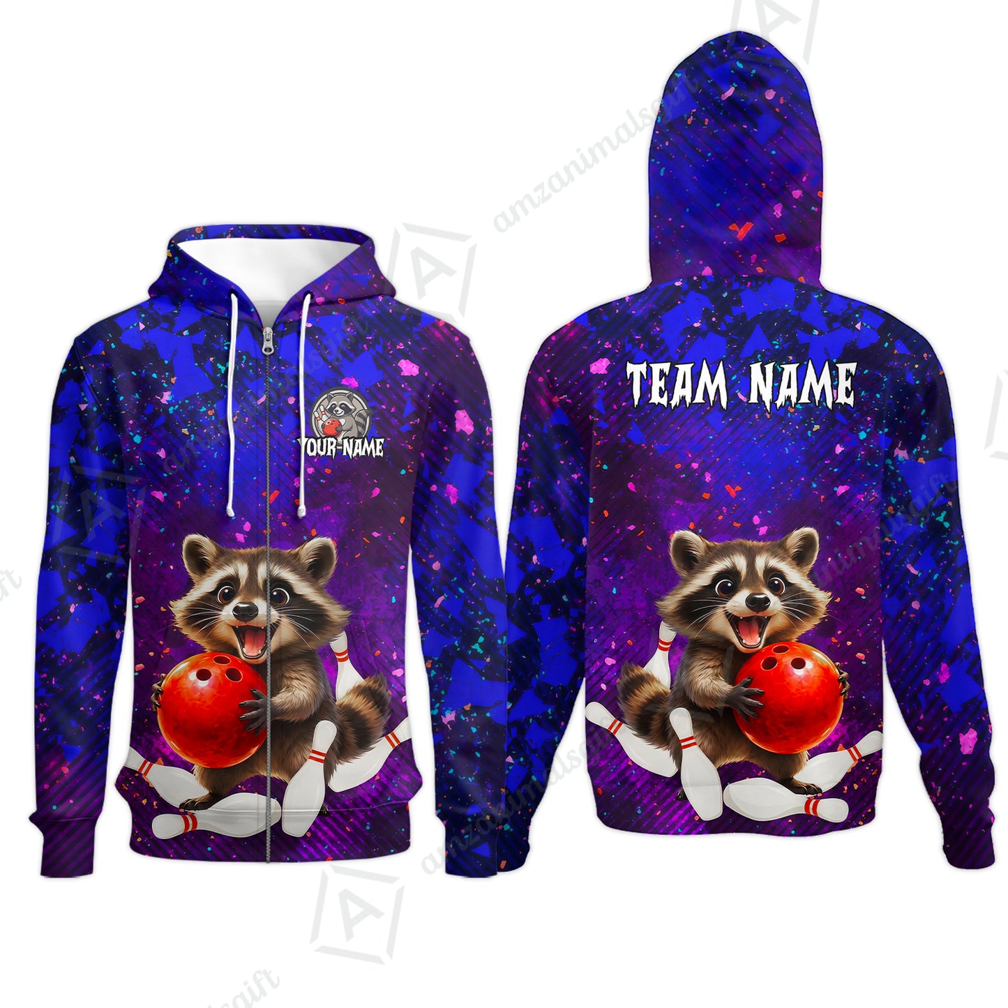 Custom Bowling Jersey Polo Shirt, Funny Raccoon Bowling, Custom Bowling Jersey Team Shirt For Players With Name & Team Name