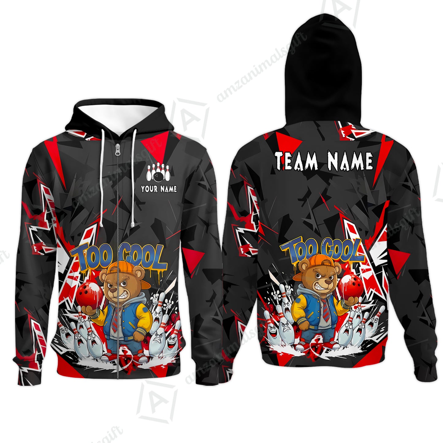 Custom Bowling Jersey Polo Shirt, Streetwear Style Bear Bowling, Custom Bowling Jersey Team Shirt For Players With Name & Team Name