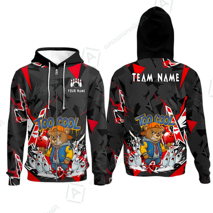Custom Bowling Jersey Polo Shirt, Streetwear Style Bear Bowling, Custom Bowling Jersey Team Shirt For Players With Name & Team Name