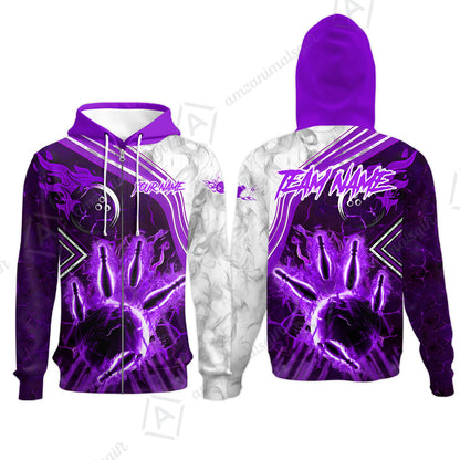 Customized Bowling Unisex Polo Shirt, Fire & Smoke Bowling Pins, Bowling Uniform - Personalized Name And Team Name