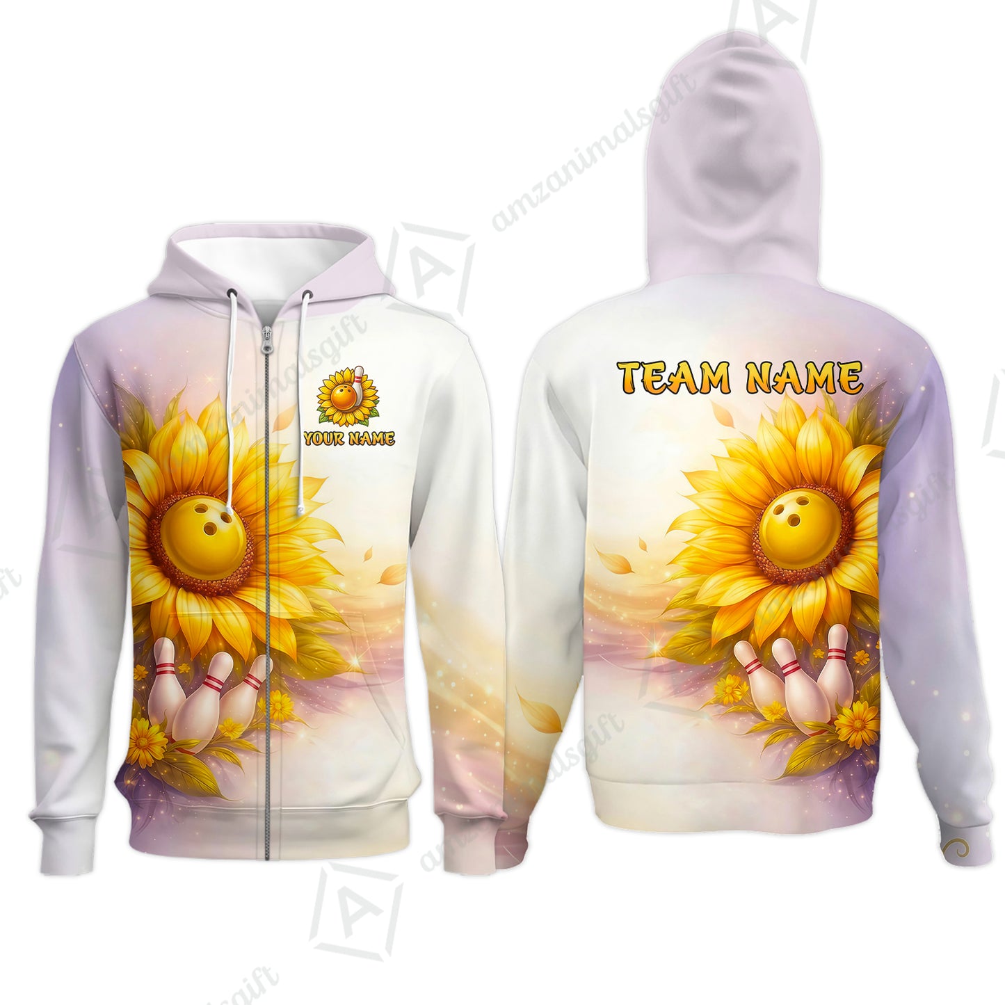 Custom Bowling Polo Shirt, Floral Sunflower Bowling Custom Bowling Polo Team Shirt For Players With Name & Team Name