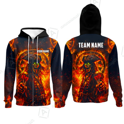 Custom Darts Jersey Polo Shirt, Ghost Pirate, Custom Dart Jersey Team Shirt For Players With Name & Team Name