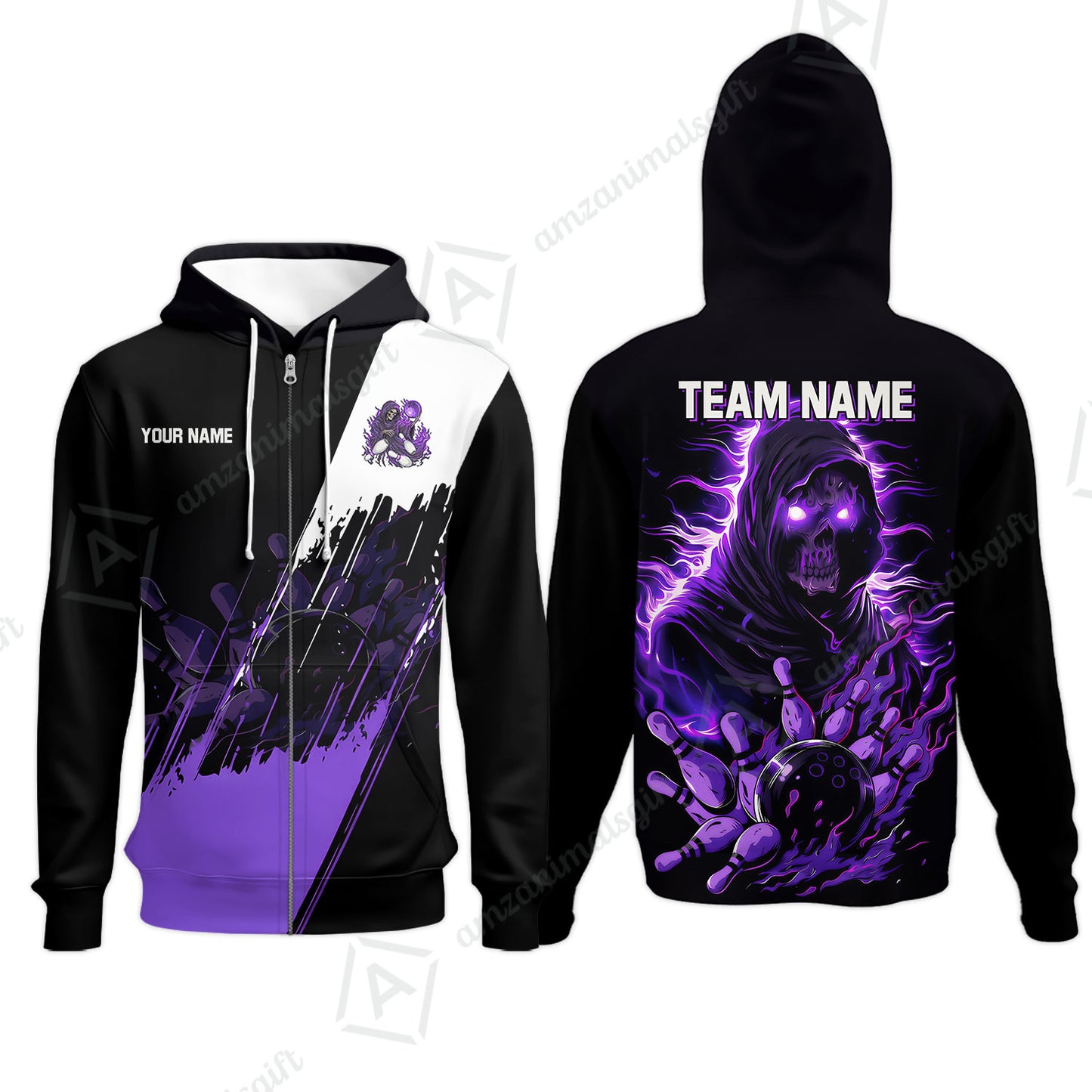 Custom Bowling Jersey Polo Shirt, Glow Reaper Bowling Custom Bowling Jersey Team Shirt For Players With Name & Team Name