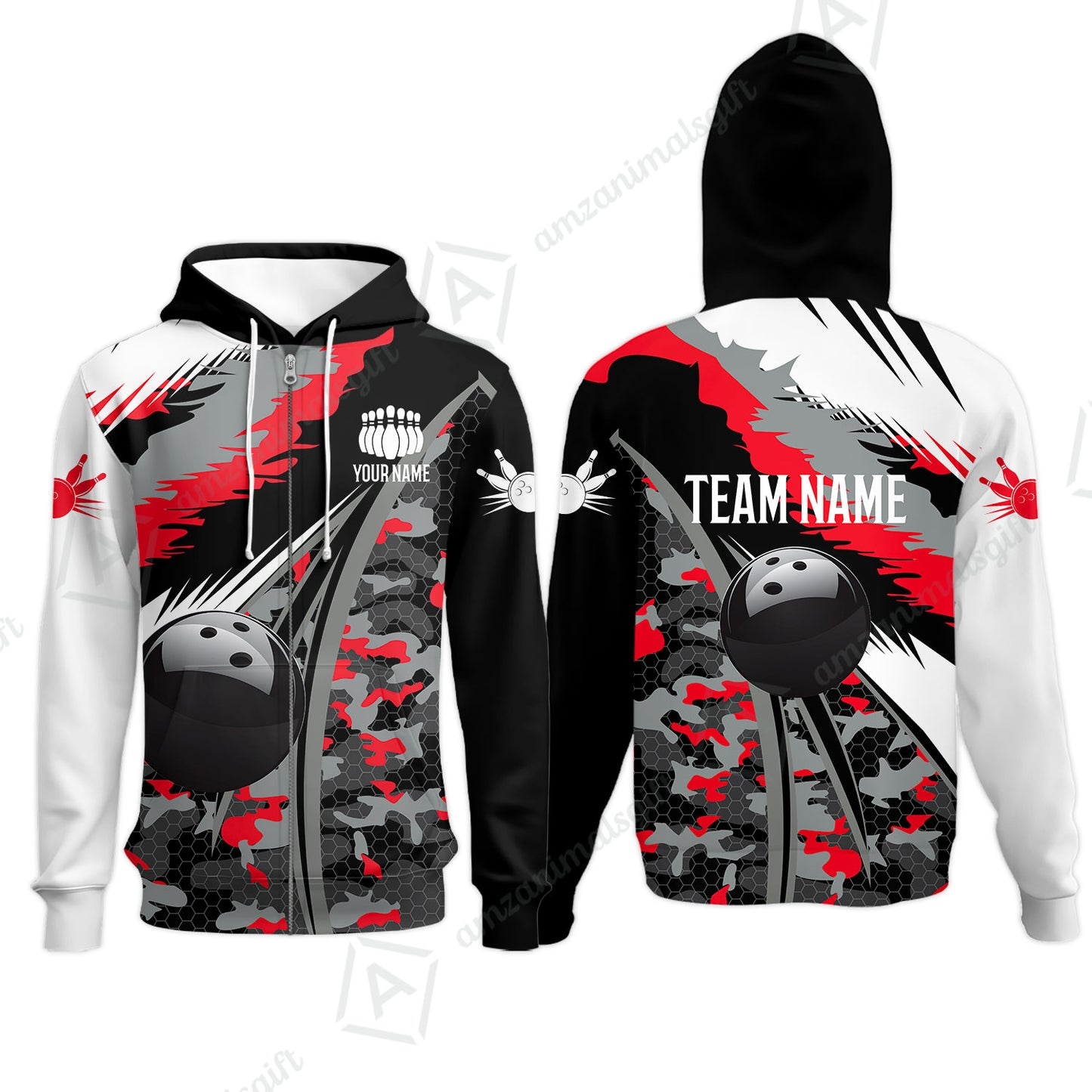 Custom Bowling Team Jersey, Personalized Long Sleeve Jersey Shirt Camo Bowling Shirt with Name & Team Name