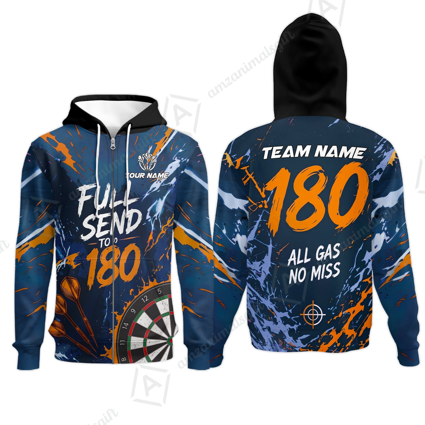 Customized Darts Team Jersey, Full Send To 180, All Gas No Miss, Personalized Polo Shirt For Players With Name & Team Name