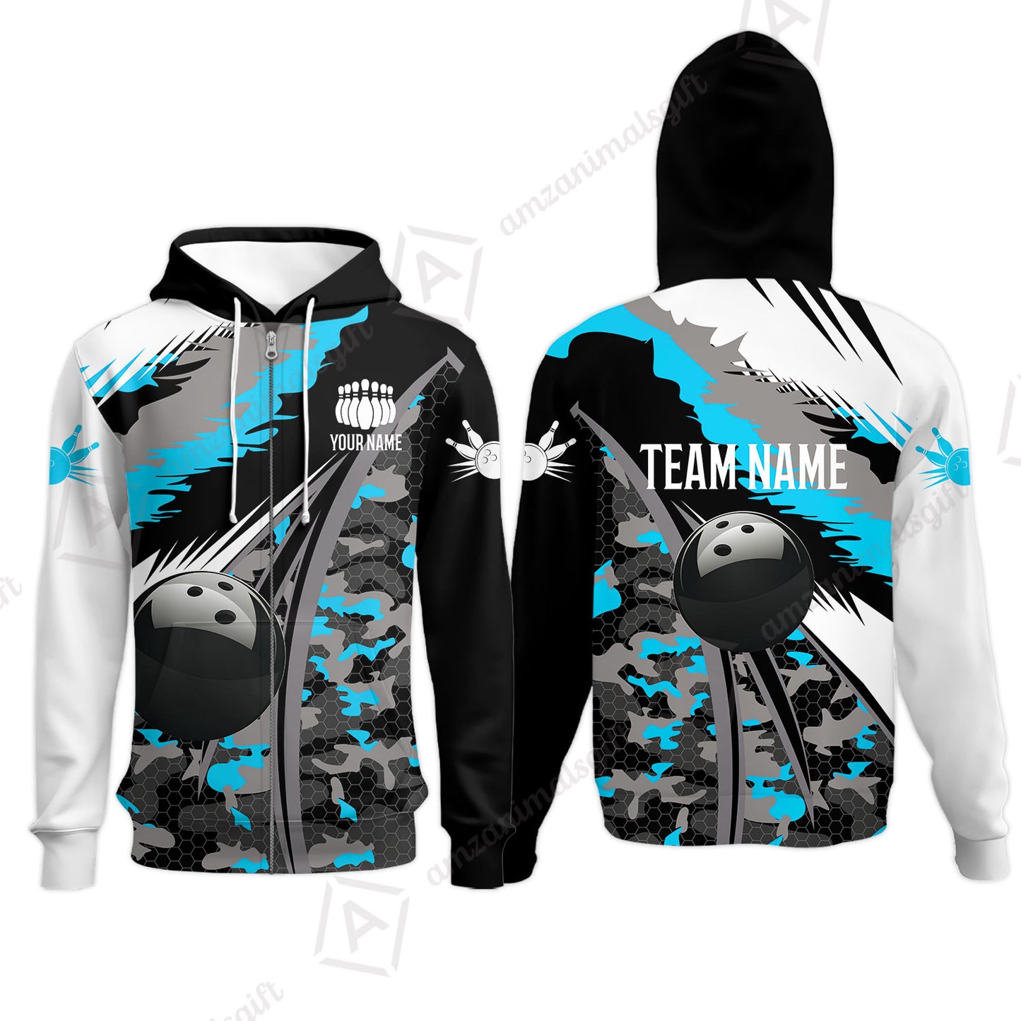 Custom Bowling Team Jersey, Personalized Long Sleeve Jersey Shirt Camo Bowling Shirt with Name & Team Name