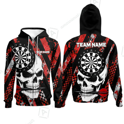 Custom Darts Jersey Polo Shirt, Skull Bites Dart, Custom Dart Jersey Team Shirt For Players With Name & Team Name