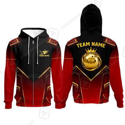 Custom Bowling Jersey Polo Shirt, Luxury Regal Golden Crown, Custom Bowling Jersey Team Shirt For Players With Name and Team Name
