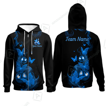 Custom Bowling Jersey Polo Shirt, Butterfly Bowling Smoke, Custom Bowling Jersey Team Shirt For Players With Name & Team Name