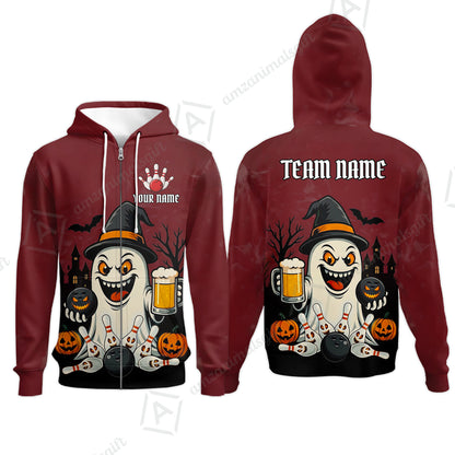 Custom Bowling Jersey Polo Shirt, Bowling Halloween Witch, Custom Bowling Jersey Team Shirt For Players With Name & Team Name