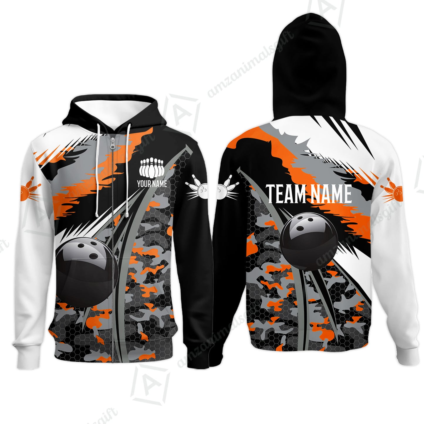 Custom Bowling Team Jersey, Personalized Long Sleeve Jersey Shirt Camo Bowling Shirt with Name & Team Name