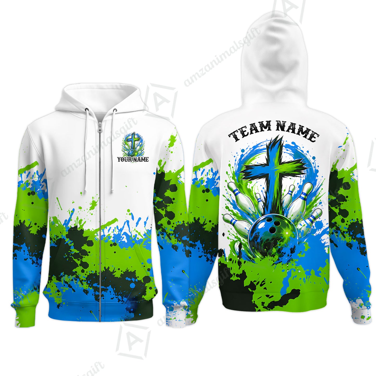 Custom Bowling Jersey Polo Shirt, Splash Pain Bowling Cross Colorful, Custom Bowling Jersey Team Shirt For Players With Name & Team Name
