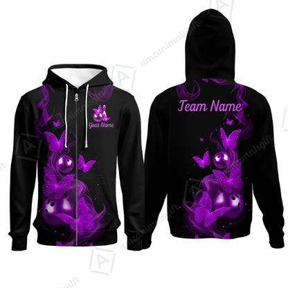 Custom Bowling Jersey Polo Shirt, Butterfly Bowling Smoke, Custom Bowling Jersey Team Shirt For Players With Name & Team Name