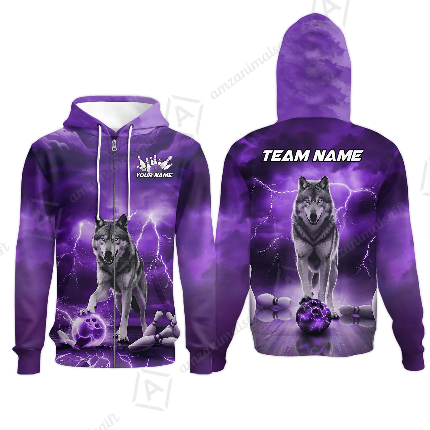 Custom Bowling Jersey Polo Shirt, Electric Wolf Bowling Custom Bowling Jersey Team Shirt For Players With Name & Team Name