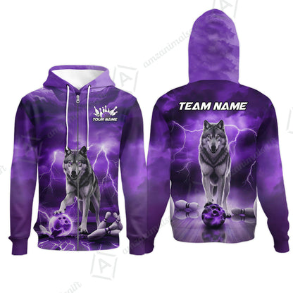 Custom Bowling Jersey Polo Shirt, Electric Wolf Bowling Custom Bowling Jersey Team Shirt For Players With Name & Team Name