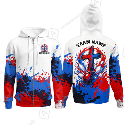 Custom Bowling Jersey Polo Shirt, Splash Pain Bowling Cross Colorful, Custom Bowling Jersey Team Shirt For Players With Name & Team Name