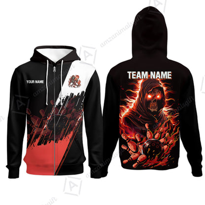 Custom Bowling Jersey Polo Shirt, Glow Reaper Bowling Custom Bowling Jersey Team Shirt For Players With Name & Team Name