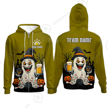 Custom Bowling Jersey Polo Shirt, Bowling Halloween Witch, Custom Bowling Jersey Team Shirt For Players With Name & Team Name