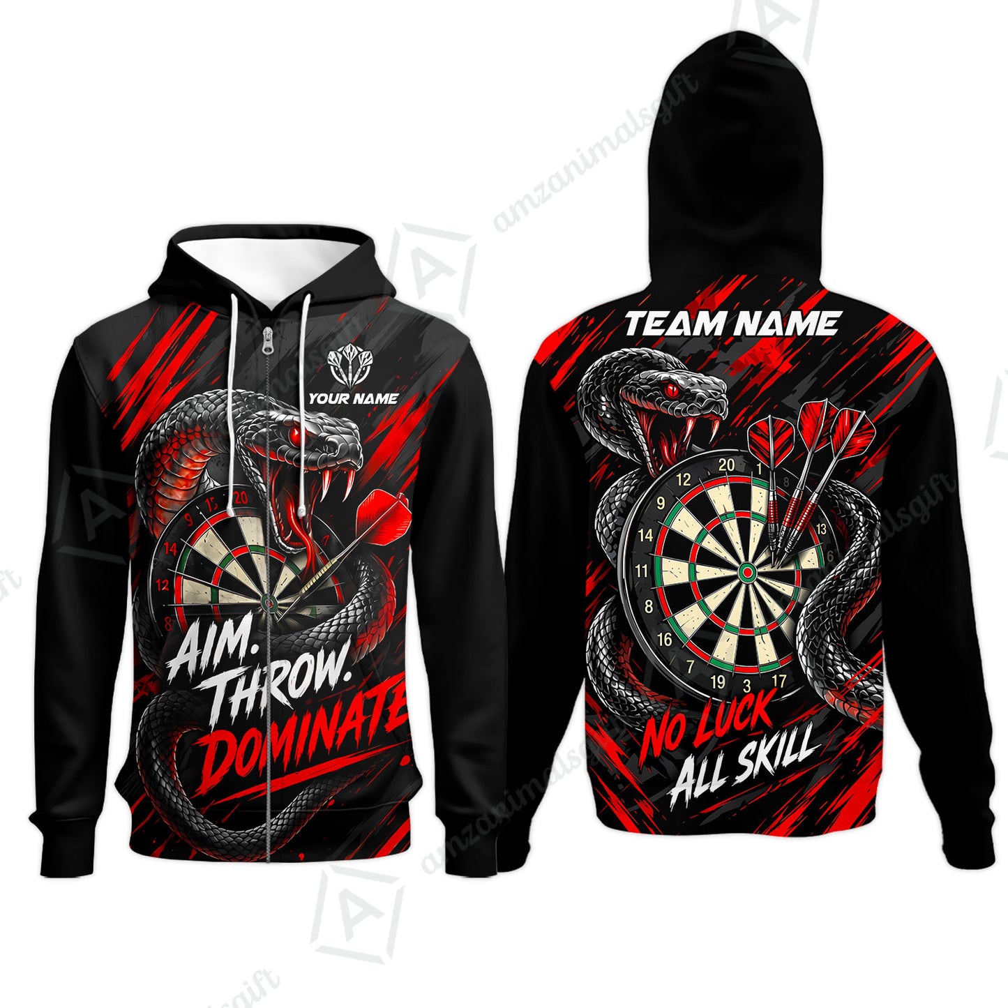 Customized Darts Team Jersey, Personalized Snake Darts Abstract Background Polo Shirt For Players With Name & Team Name