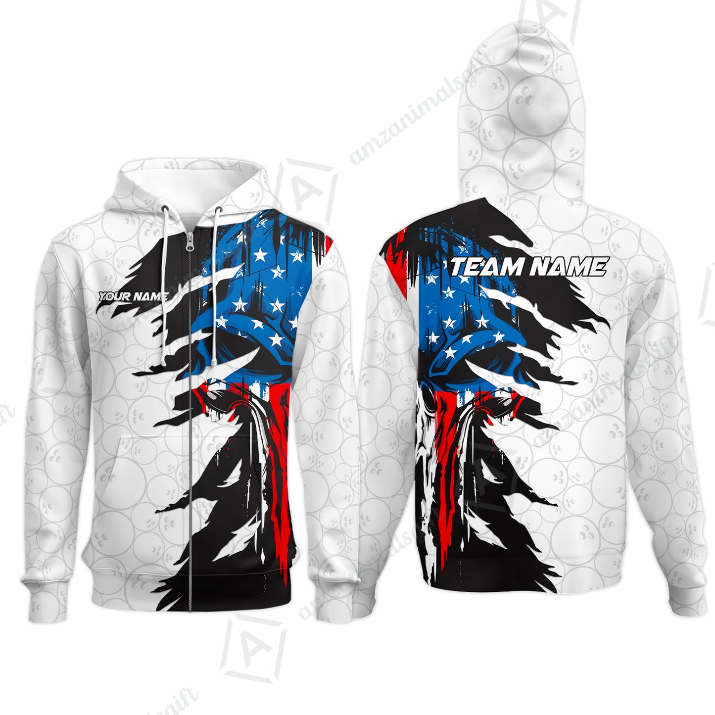 Custom Bowling Jersey Polo Shirt, Grunge USA Flag Bowling Custom Bowling Jersey Team Shirt For Players With Name & Team Name