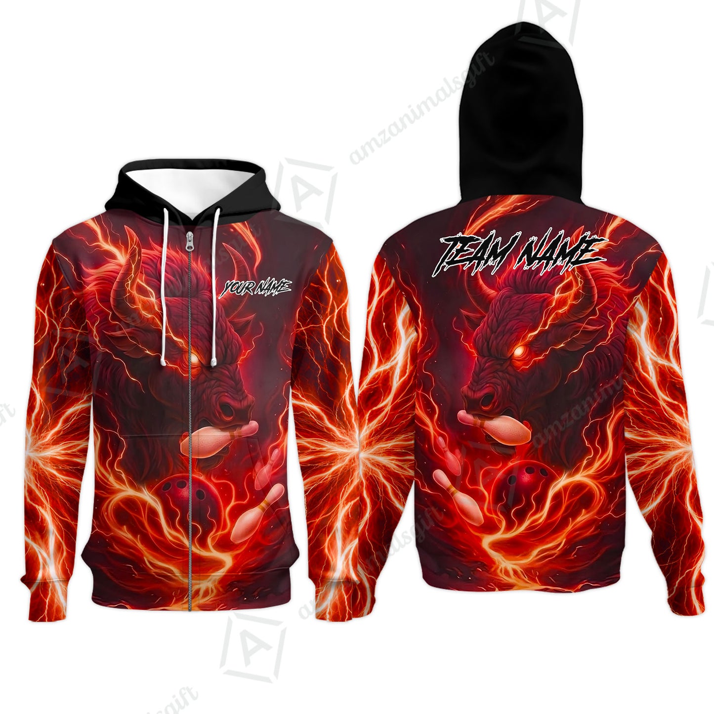 Custom Bowling Jersey Polo Shirt, Charging Bull Bowling Custom Bowling Jersey Team Shirt For Players With Name & Team Name