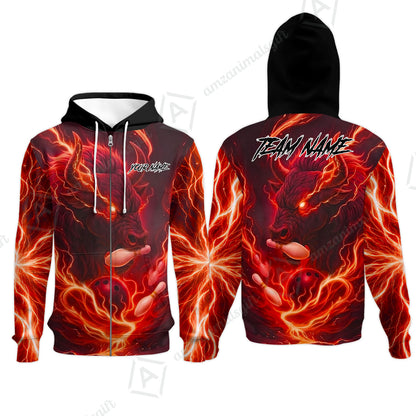 Custom Bowling Jersey Polo Shirt, Charging Bull Bowling Custom Bowling Jersey Team Shirt For Players With Name & Team Name