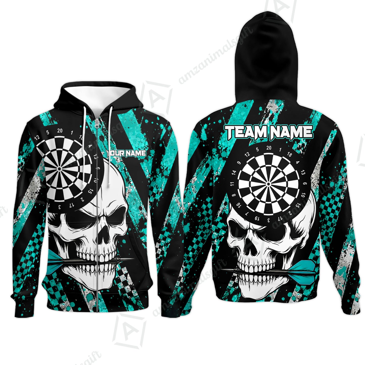 Custom Darts Jersey Polo Shirt, Skull Bites Dart, Custom Dart Jersey Team Shirt For Players With Name & Team Name