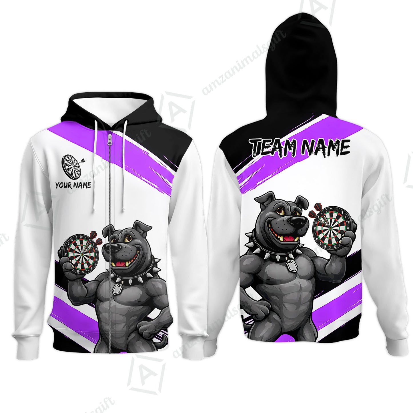 Custom Darts Jersey Polo Shirt, Pitbull Hold Dart Board, Custom Dart Jersey Team Shirt For Players With Name & Team Name
