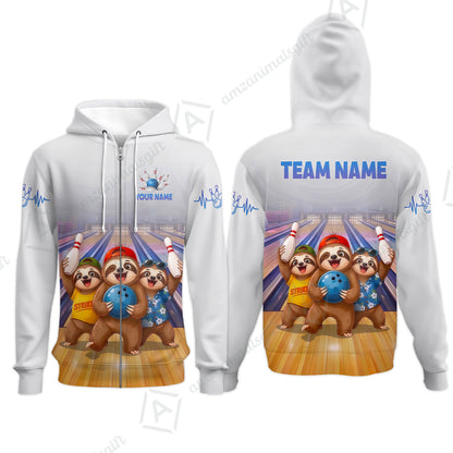 Custom Bowling Jersey Polo Shirt, Funny Sloth Squad Mascot, Custom Bowling Jersey Team Shirt For Players With Name and Team Name