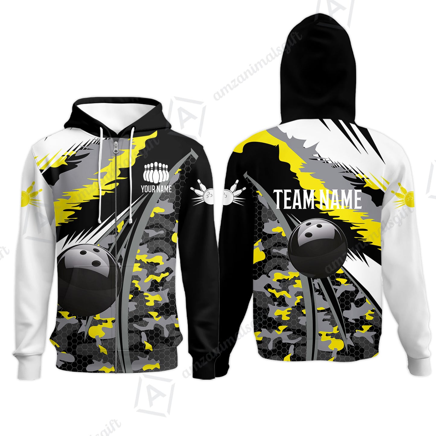 Custom Bowling Team Jersey, Personalized Long Sleeve Jersey Shirt Camo Bowling Shirt with Name & Team Name