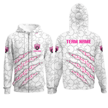Customized Bowling Jersey, Pink Ribbon and Bowling , Uniform Bowling - Personalized Name And Team Name