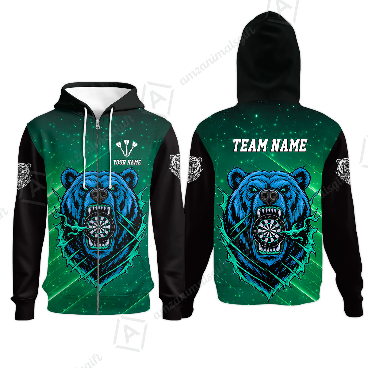Custom Darts Team Jersey, Personalized Furious Bear Dart Polo Shirt for Players with Name & Team Name