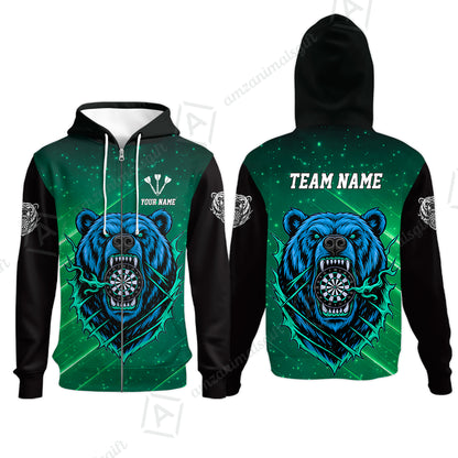 Custom Darts Team Jersey, Personalized Furious Bear Dart Polo Shirt for Players with Name & Team Name