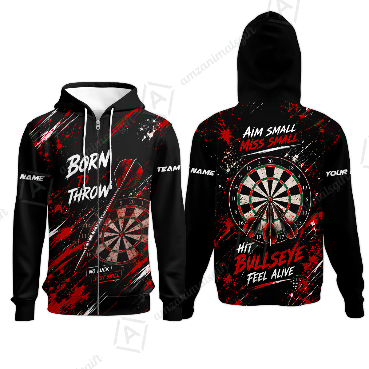 Customized Born To Throw No Luck Just Skill, Hit Bullseye Feel Alive Darts Jersey, Personalized Name And Team Name For Players