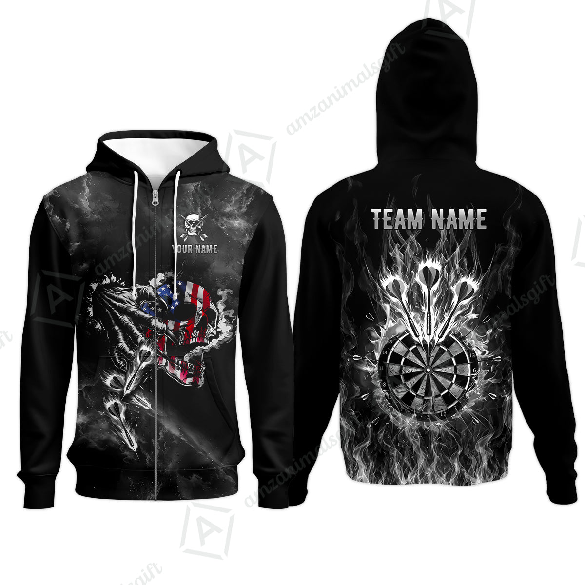 Zip Hoodie||Black