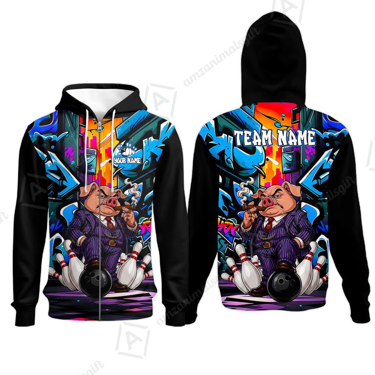 Zip Hoodie||Blue