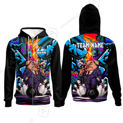Zip Hoodie||Blue