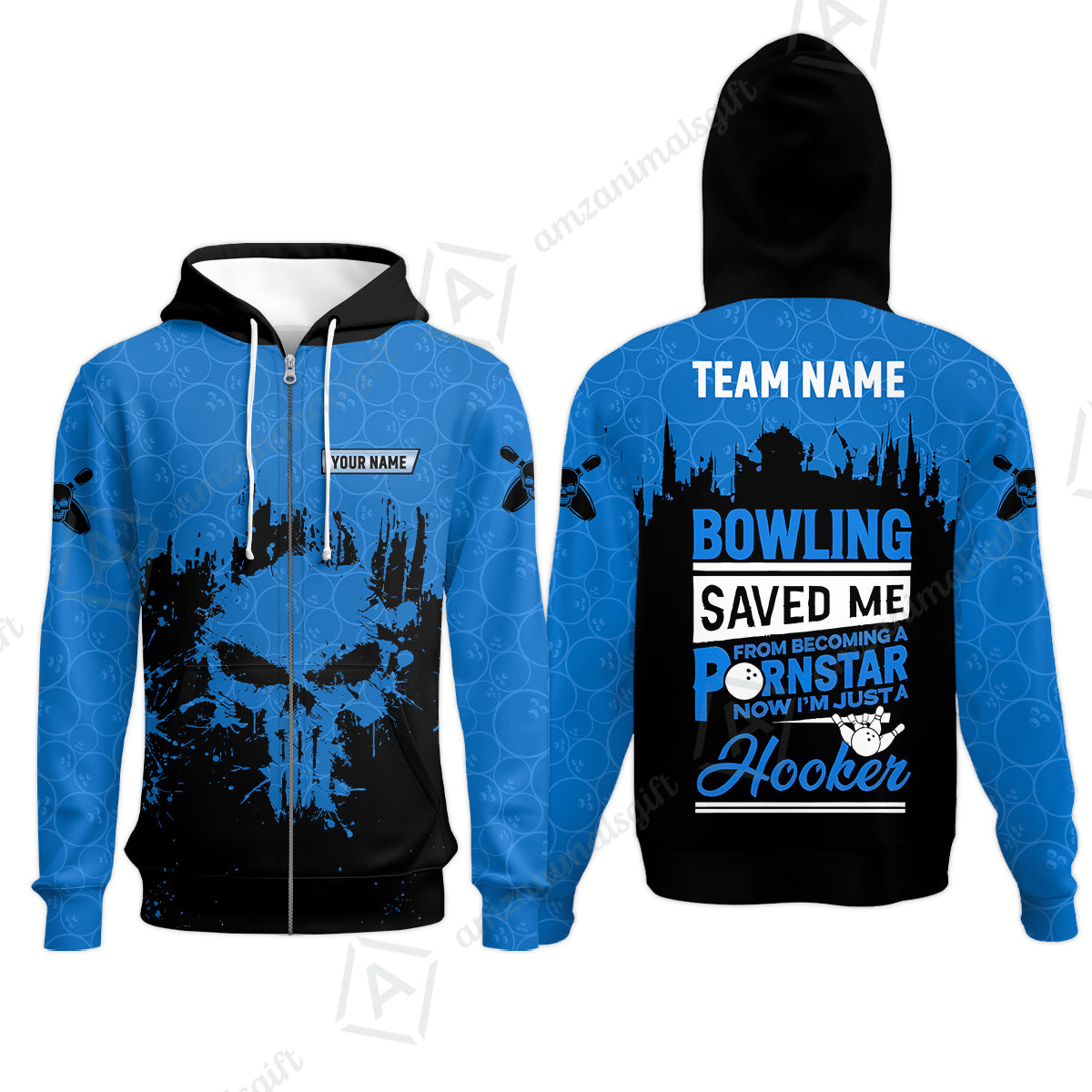 Zip Hoodie||Blue