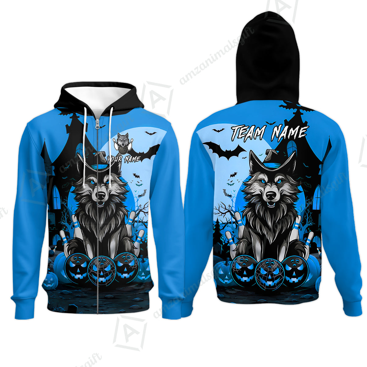 Zip Hoodie||Blue