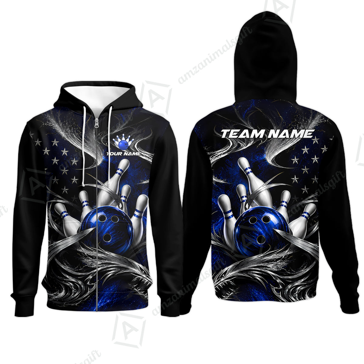 Zip Hoodie||Blue