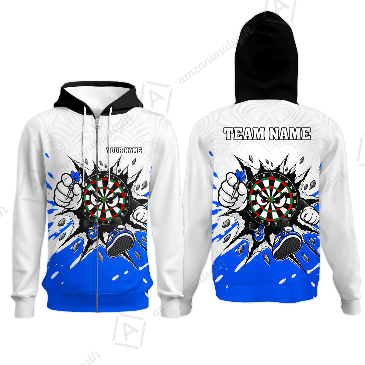Zip Hoodie||Blue