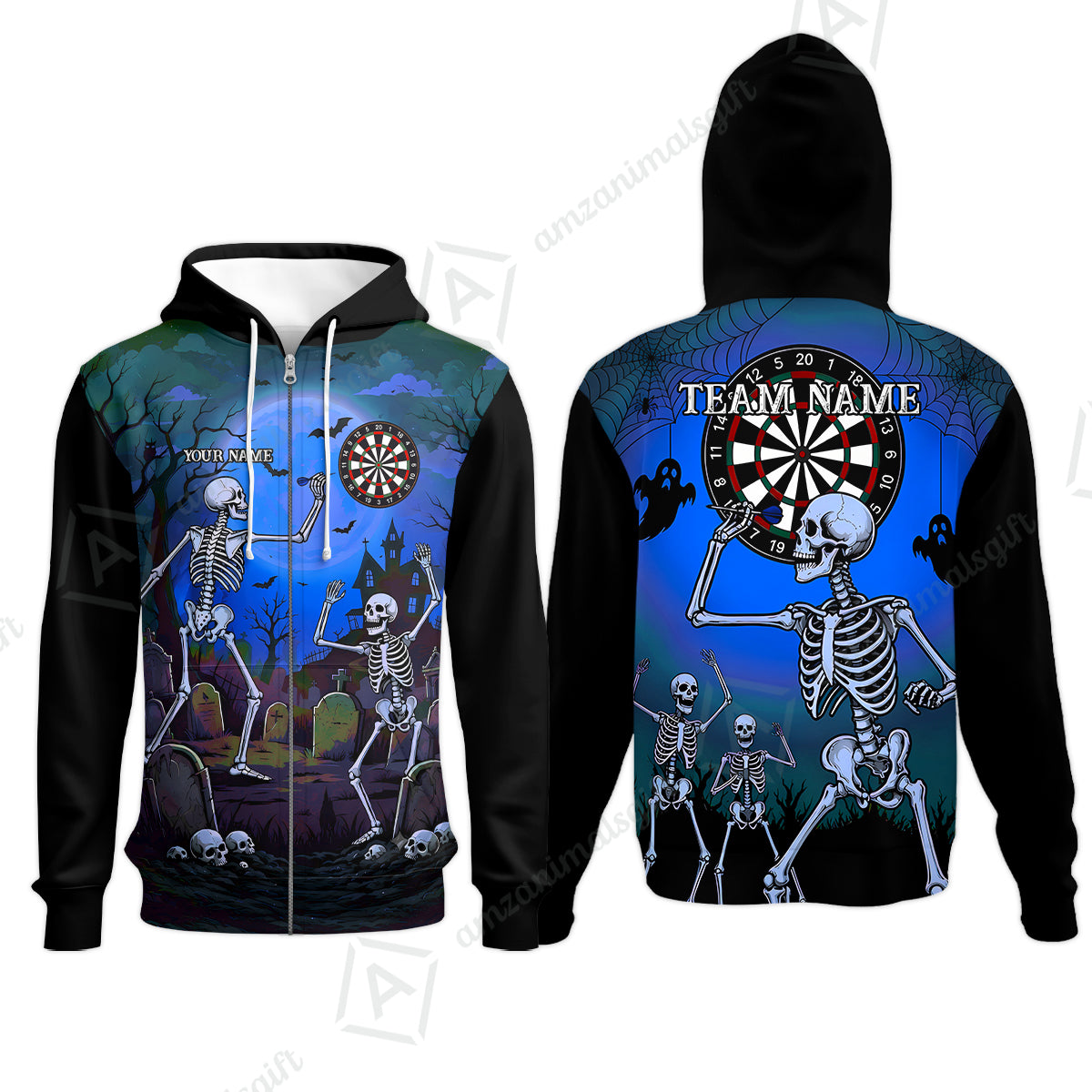 Zip Hoodie||Blue