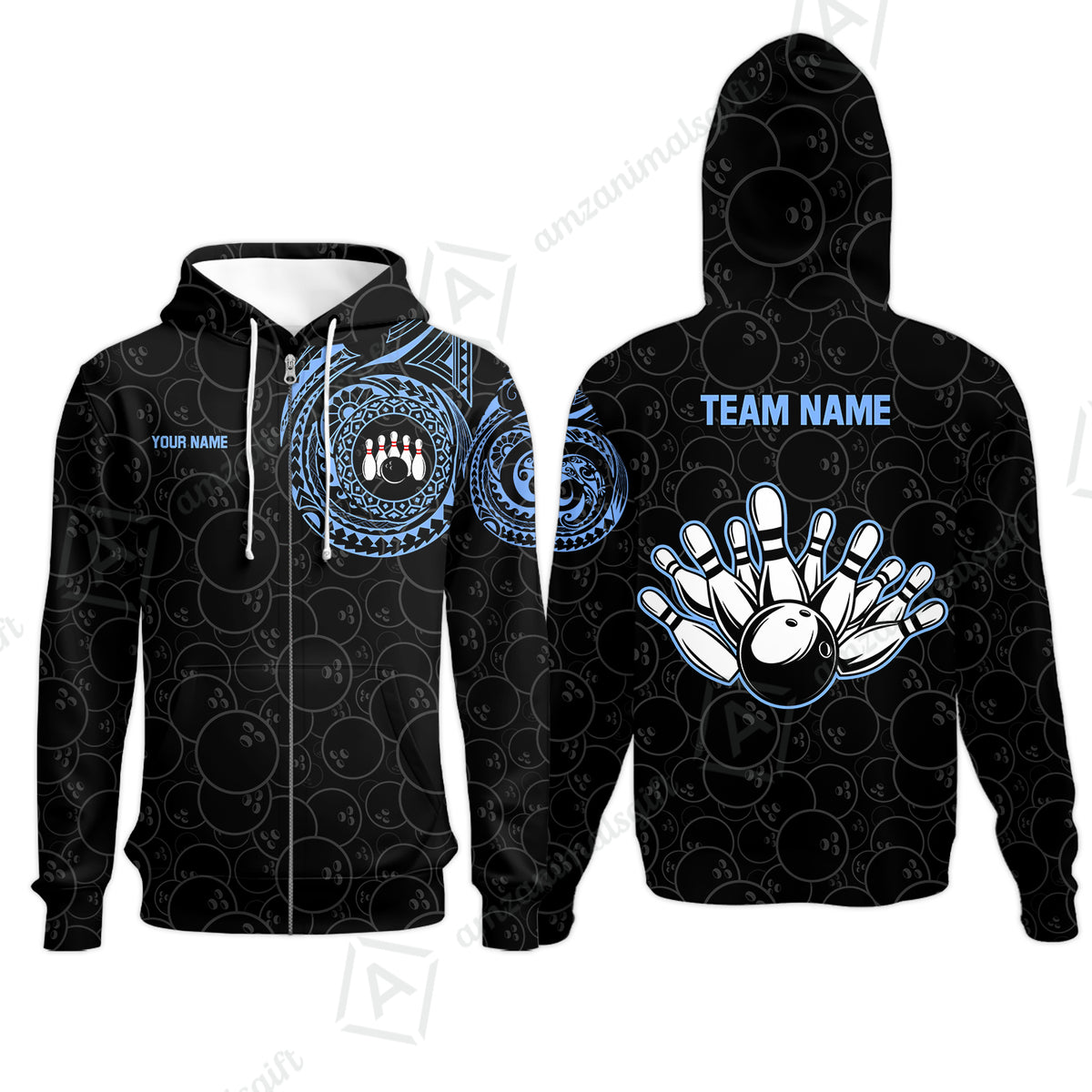 Zip Hoodie||Blue
