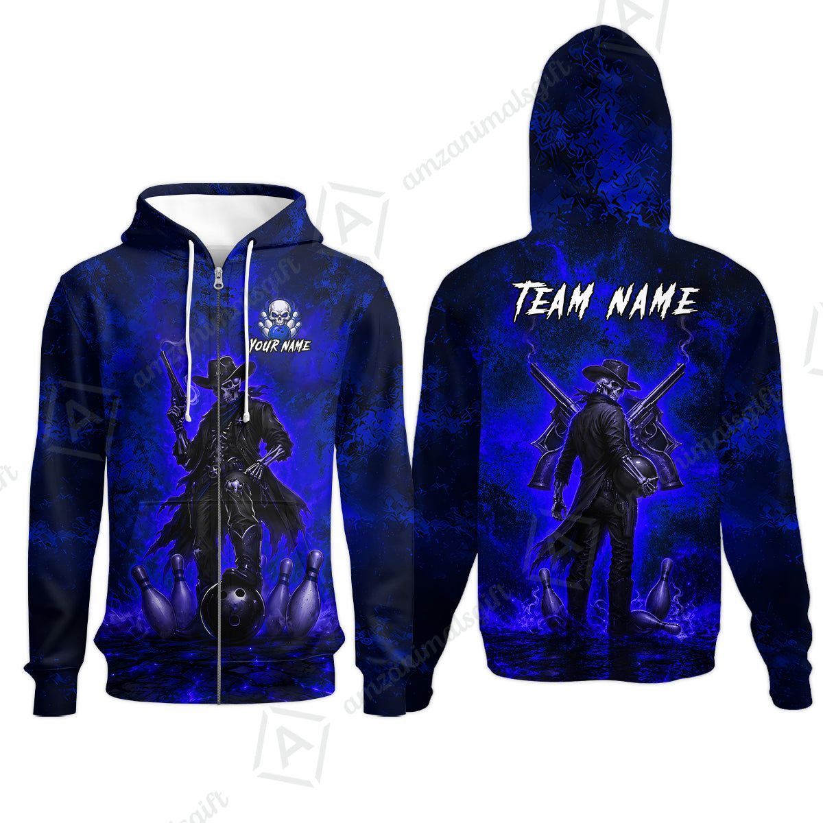 Zip Hoodie||Blue
