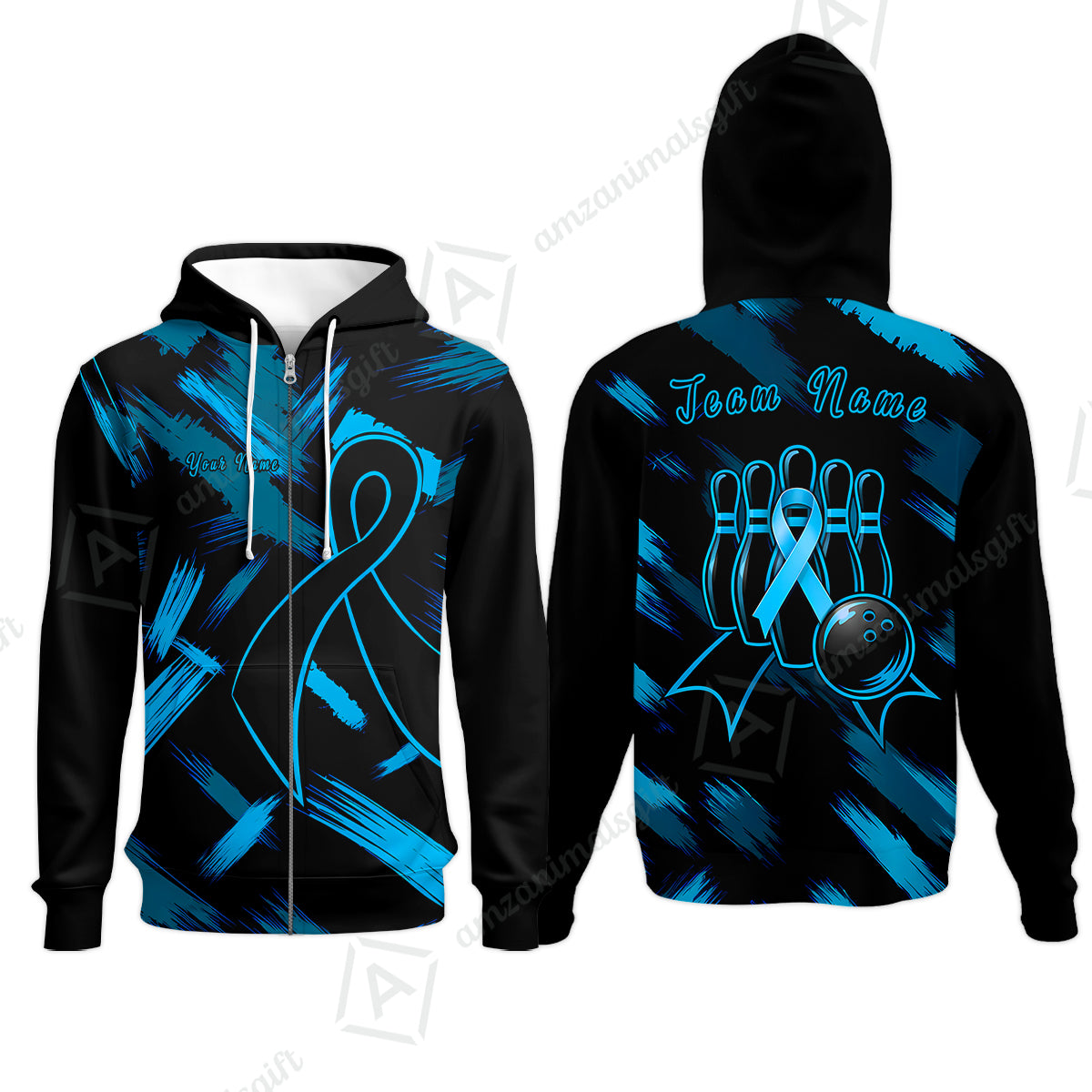 Zip Hoodie||Blue