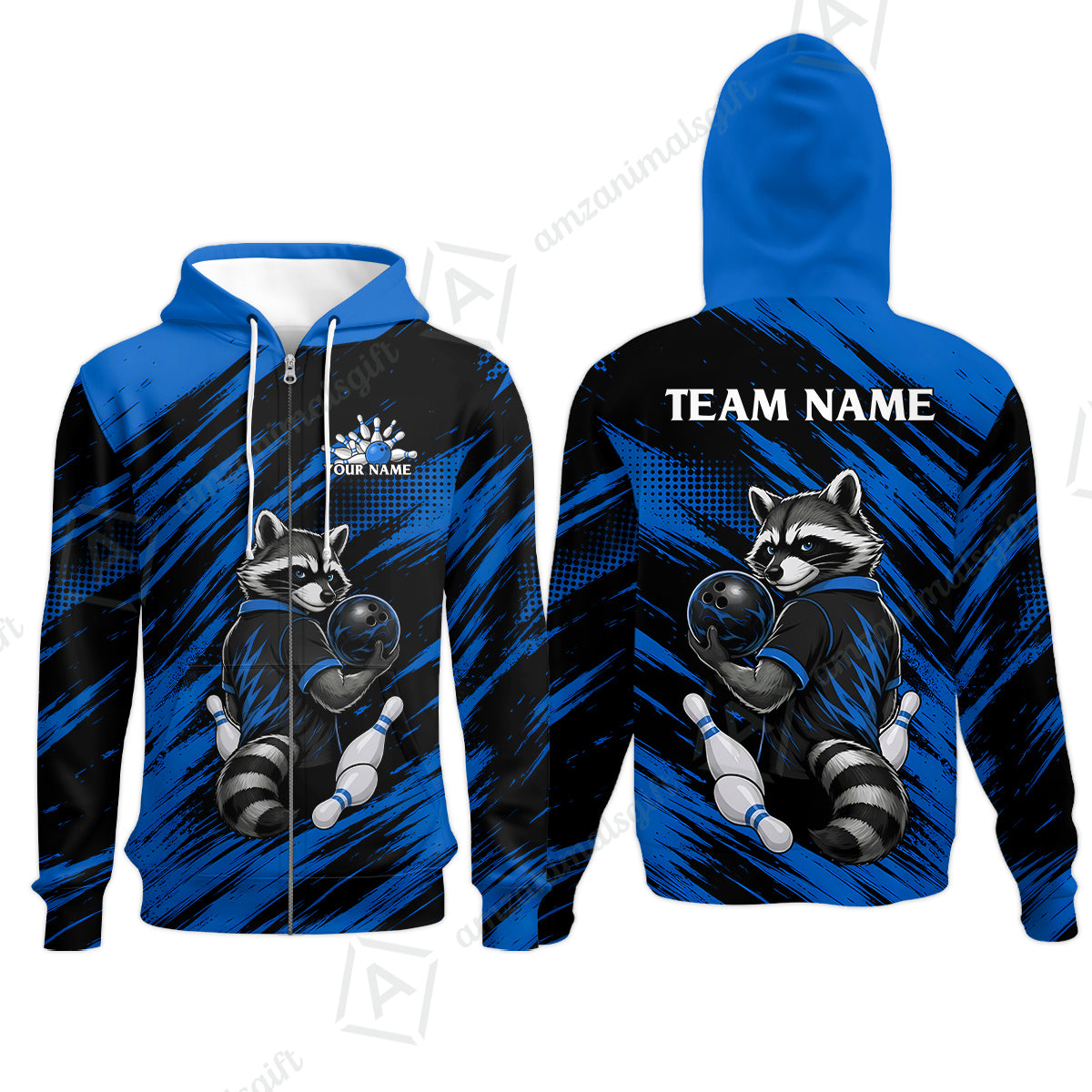 Zip Hoodie||Blue