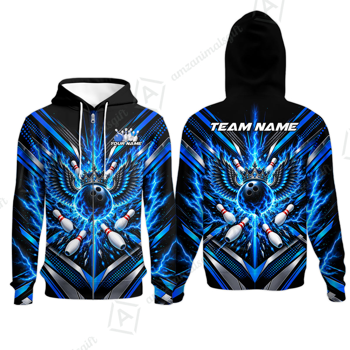 Zip Hoodie||Blue