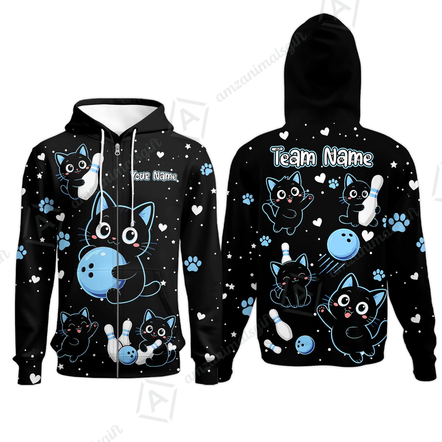 Zip Hoodie||Blue