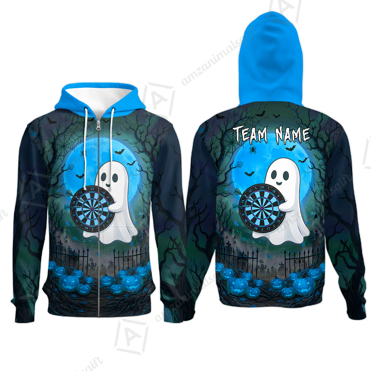 Zip Hoodie||Blue